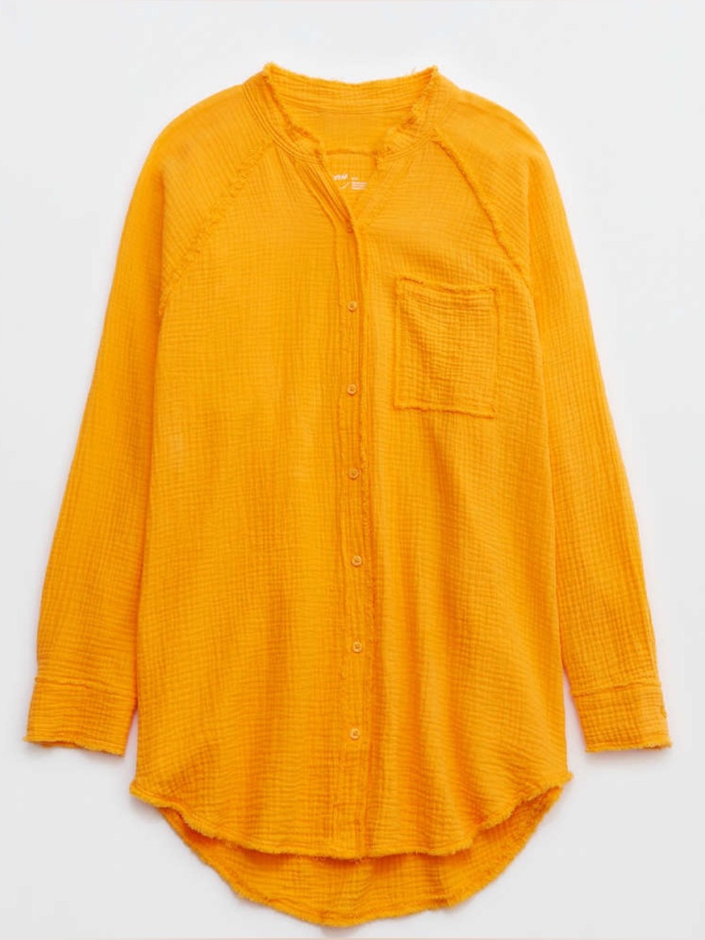 Aerie Orange Pool to Party Pullover Button Up Top